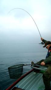 Terry Bromwell Playing a Draycote Trout